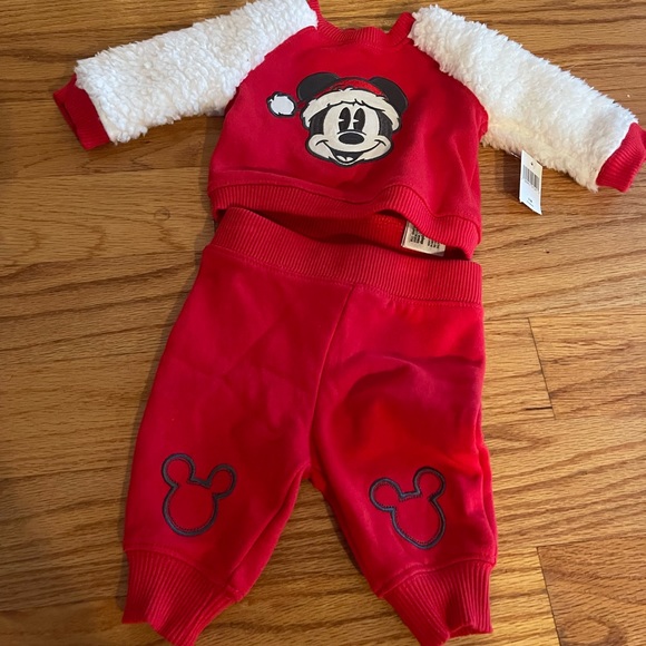 NWT Mickey Mouse Holiday Pullover Sweatshirt and Jogger Set for Baby - Picture 2 of 8